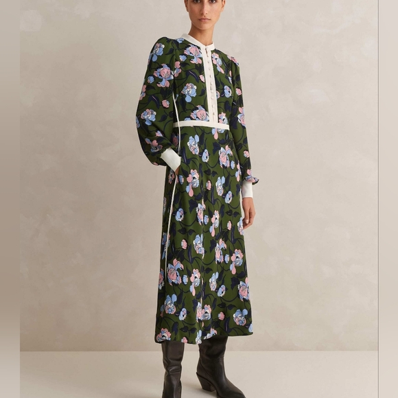 ME+EM Dresses & Skirts - ME+EM Rose Print Panelled Midi Dress